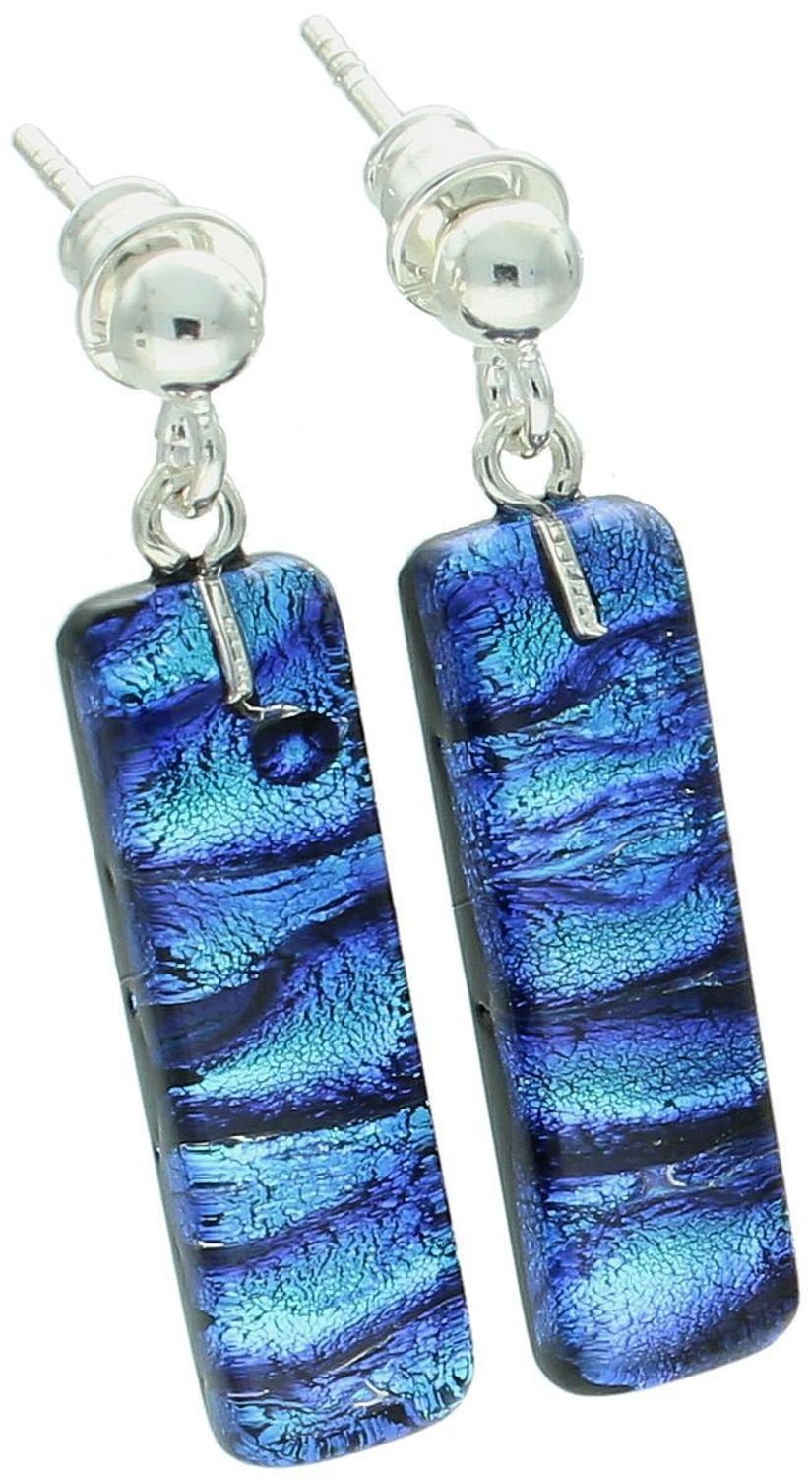 Kolczyki damskie Murano 56-KOL – srebro próby 925 i szkło Murano w granatowym kolorze. Długość 3,0 cm, szerokość 7 mm, waga 5,00 g. Unikalny styl, klasyczne zapięcie na sztyft.1.jpg